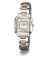 Silver and rose gold Gc SquareCut Lady Mid Size Metal watch on a white background