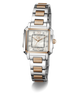 Silver and rose gold Gc SquareCut Lady Mid Size Metal watch on a white background