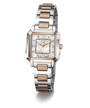Silver and rose gold Gc SquareCut Lady Mid Size Metal watch on a white background