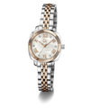 Two-tone Gc Flair Coussin Mini Small Size Metal with silver and rose gold band on a white background