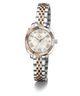 Two-tone Gc Flair Coussin Mini Small Size Metal with silver and rose gold band on a white background
