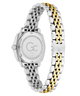 Watch with two-tone silver and gold Gc Flair Coussin Mini Small Size Metal on a white background