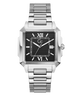 Silver Gc SquareCut Metal watch with black face on a white background
