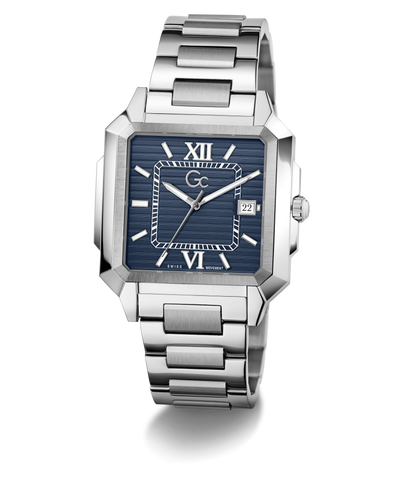 Gc SquareCut Metal watch with black dial on a white background