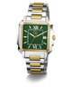 Gc SquareCut Metal Watch with green face and gold accents on a white background