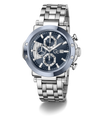 Silver Gc TechnoForce Chrono Metal watch with a blue face on a white background
