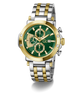 Gc TechnoForce Chrono Metal watch with green face and two-tone metal band on white background