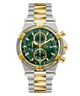 Luxury Gc IronForce Chrono Metal with green face and gold and silver band on white background
