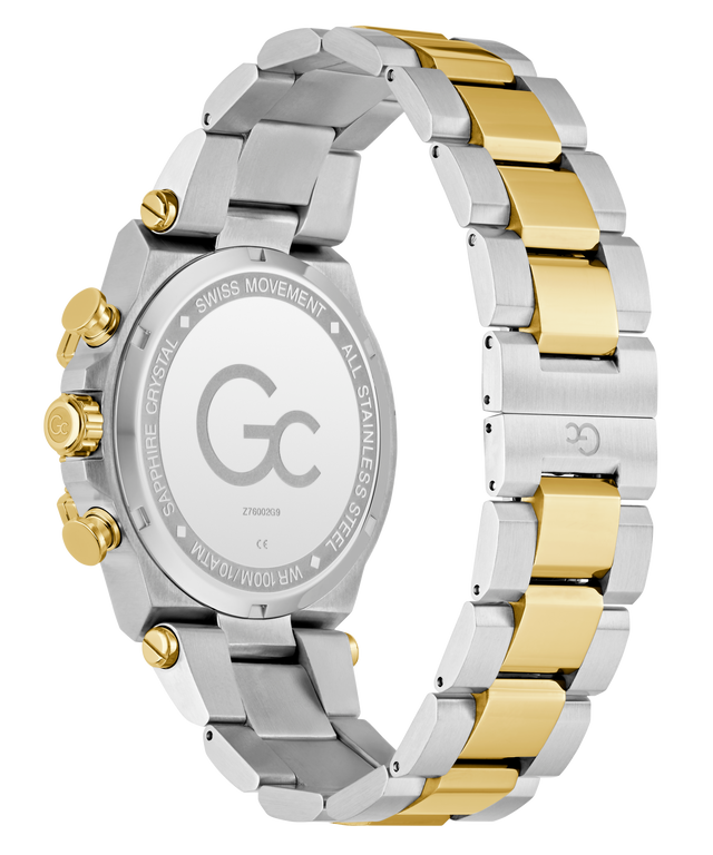 Two-tone silver and gold Gc IronForce Chrono Metal with visible brand logo on a white background