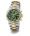 Two-toned Gc IronForce Chrono Metal with green face and gold accents on a white background
