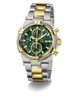 Two-toned Gc IronForce Chrono Metal with green face and gold accents on a white background