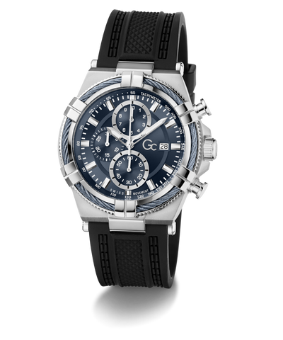 Black Gc IronForce Chrono Silicone with silver case on a white background