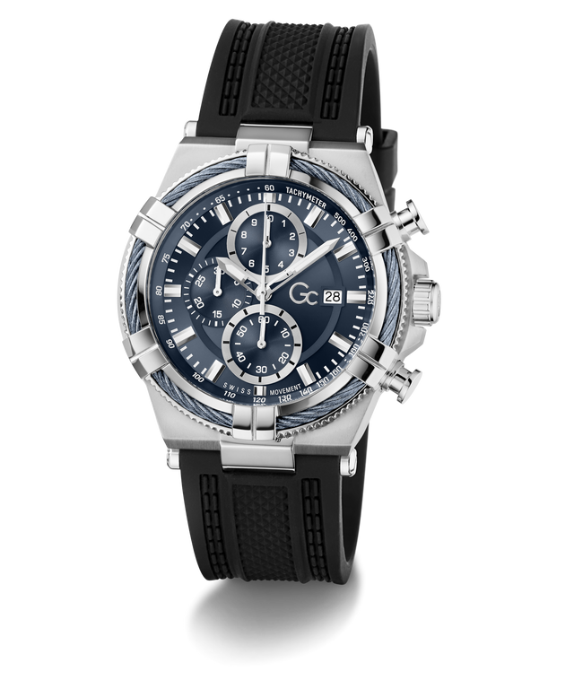 Black Gc IronForce Chrono Silicone with silver case on a white background