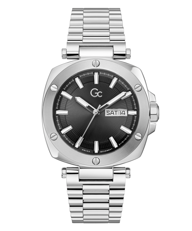 Silver Gc Nobilis Metal with black dial on a white background