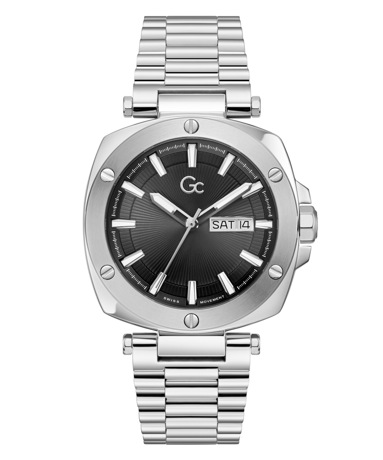 Silver Gc Nobilis Metal with black dial on a white background