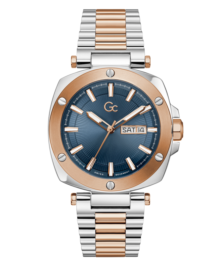 Two-tone Gc Nobilis Metal with silver and rose gold band on a white background