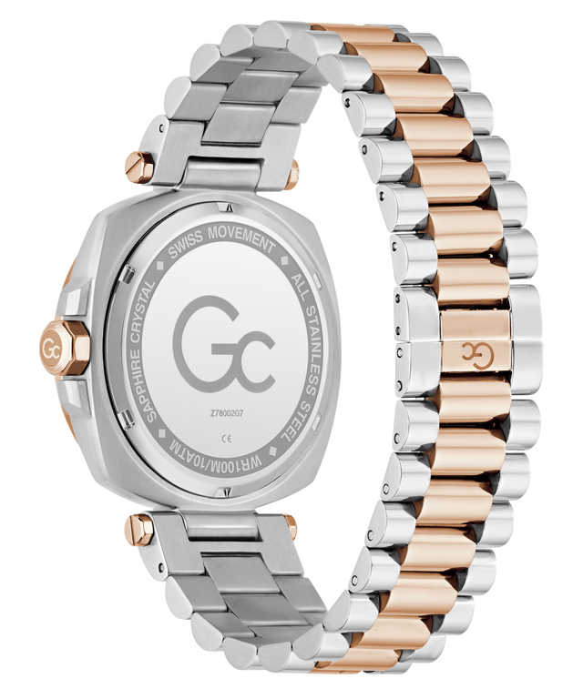 Two-tone Gc Nobilis Metal with silver and rose gold band on a white background