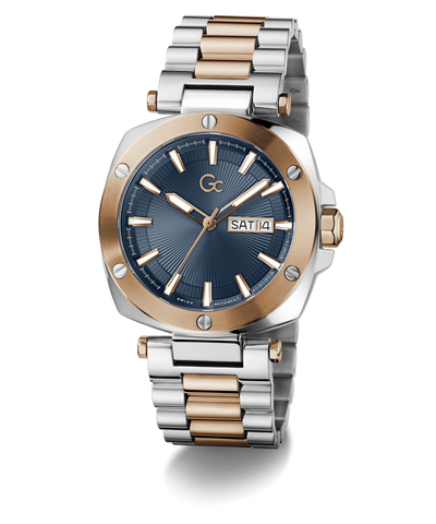 Two-tone Gc Nobilis Metal with silver and rose gold band on a white background