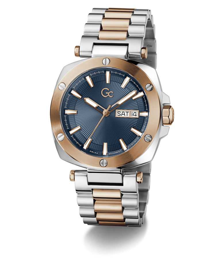 Two-tone Gc Nobilis Metal with silver and rose gold band on a white background