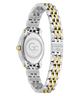 A two-tone stainless steel and gold watch shown from the back, featuring a silver-toned case back with a 'GC' logo and a two-tone link bracelet with silver and gold links on a white background.