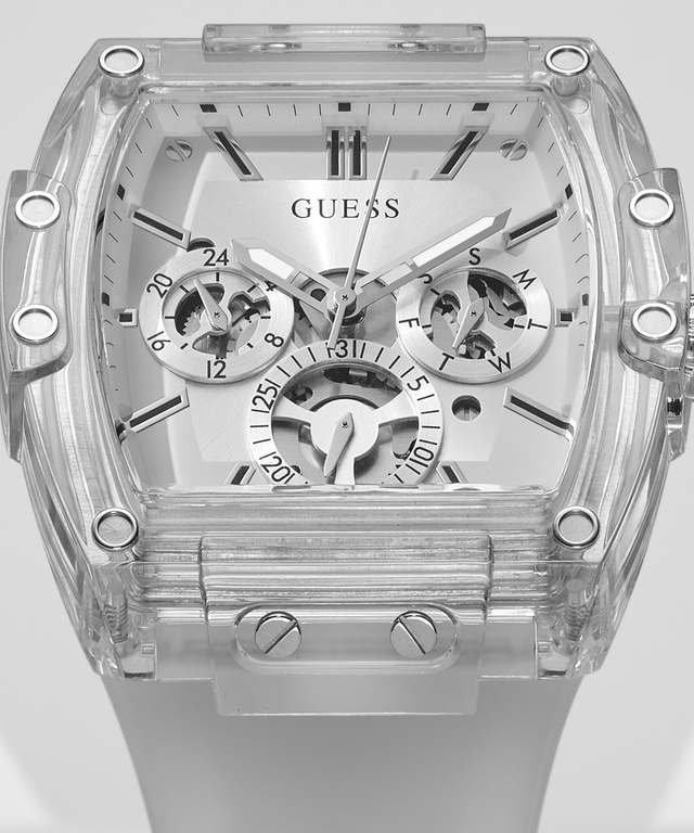 GW0203G1 GUESS Mens 41mm Clear Multi-function Trend Watch lifestyle zoom