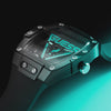 mens black Guess watch with glowing lumi logo