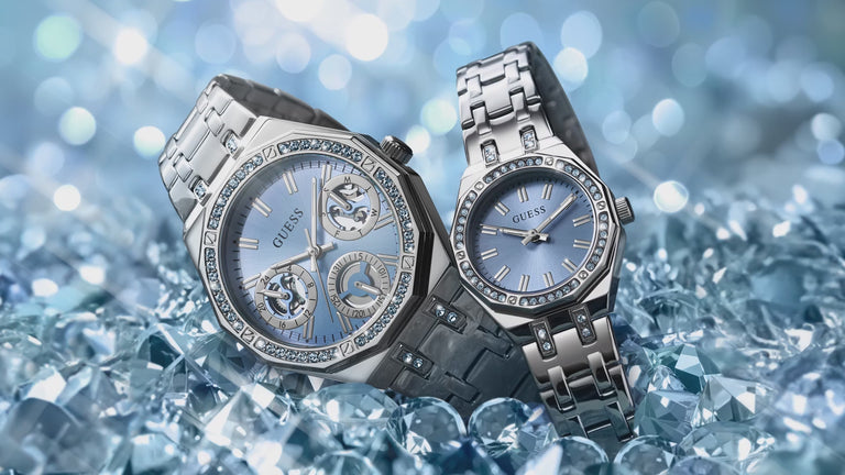 video of two watches with Swarovski crystals