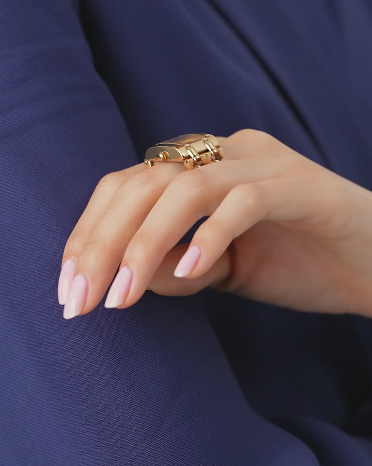 GUESS Ladies Mod Heavy Metal Gold Tone Analog Watch Ring video