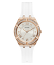 GW0034L2 GUESS Ladies 36mm White & Rose Gold-Tone Analog Sport Watch primary image