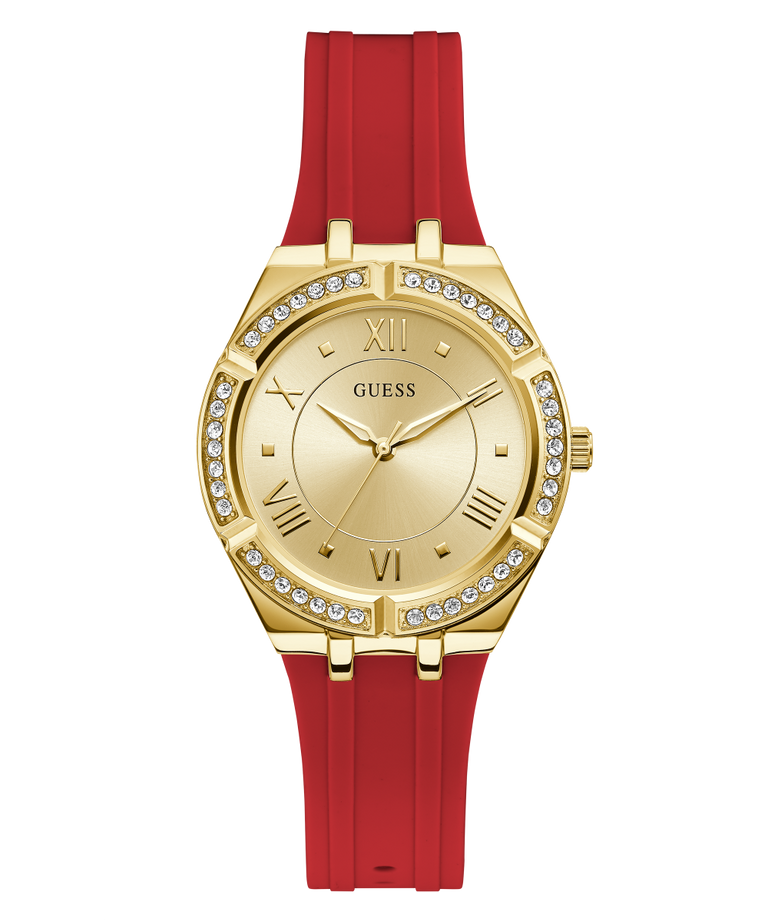 GW0034L6 GUESS Ladies 36mm Red & Gold-Tone Analog Sport Watch primary image