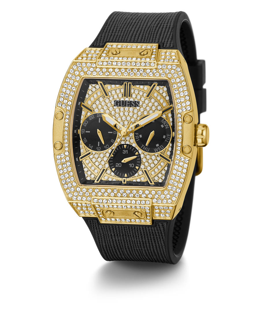 GW0048G2 GUESS Mens 51mm Black & Gold-Tone Multi-function Trend Watch alternate image