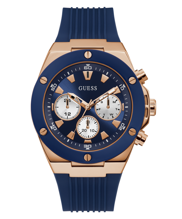 Guess blue rose gold watch hot sale