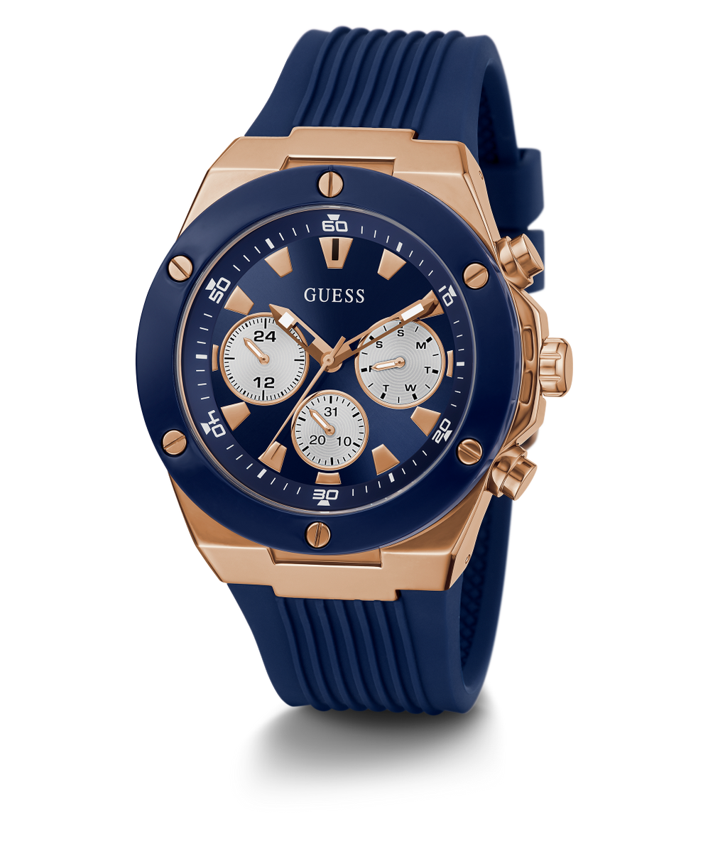 GW0057G2 GUESS Mens 46mm Blue & Rose Gold-Tone Multi-function Sport Watch alternate image