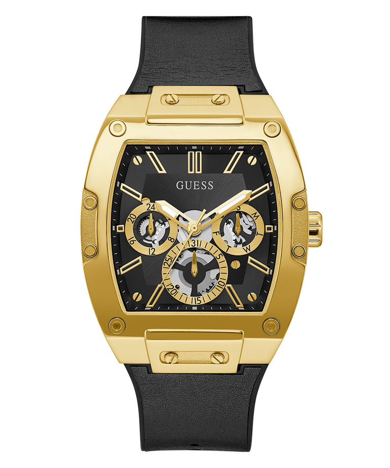 GW0202G1 GUESS Mens 41mm Black & Gold-Tone Multi-function Trend Watch primary image
