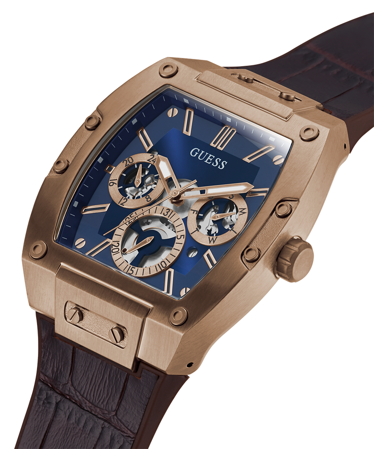GW0202G2 GUESS Mens 41mm Brown & Coffee Multi-function Trend Watch caseback (with attachment) image lifestyle