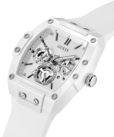 GW0203G2 GUESS Mens 41mm White Multi-function Trend Watch caseback (with attachment) image lifestyle