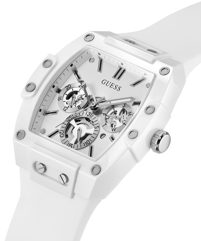 GW0203G2 GUESS Mens 41mm White Multi-function Trend Watch caseback (with attachment) image lifestyle