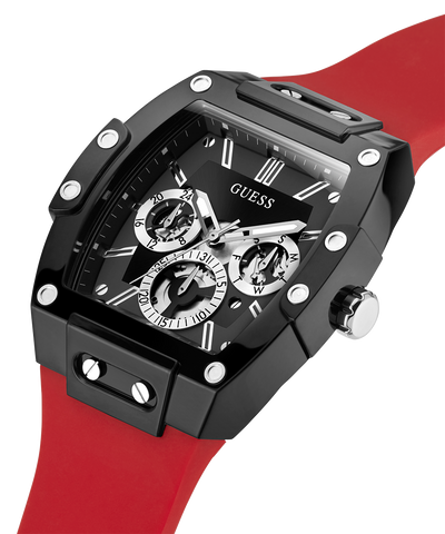 GW0203G4 GUESS Mens 45mm Red & Black Multi-function Trend Watch caseback (with attachment) image lifestyle