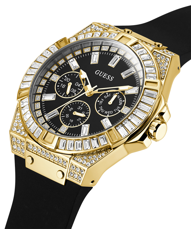 GW0208G2 GUESS Mens 47mm Black & Gold-Tone Multi-function Sport Watch caseback (with attachment) image lifestyle