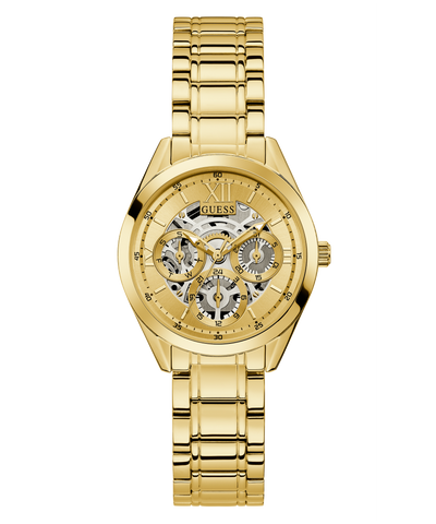 GW0253L2 GUESS Ladies 34mm Gold-Tone Multi-function Dress Watch primary image