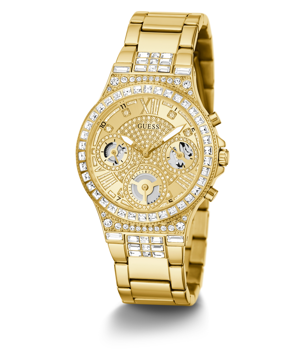 Guess gold tone multifunction watch hot sale