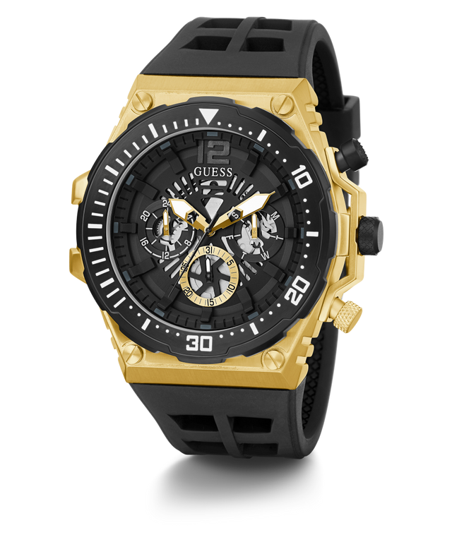 GW0325G1 GUESS Mens 48mm Black & Gold-Tone Multi-function Sport Watch alternate image