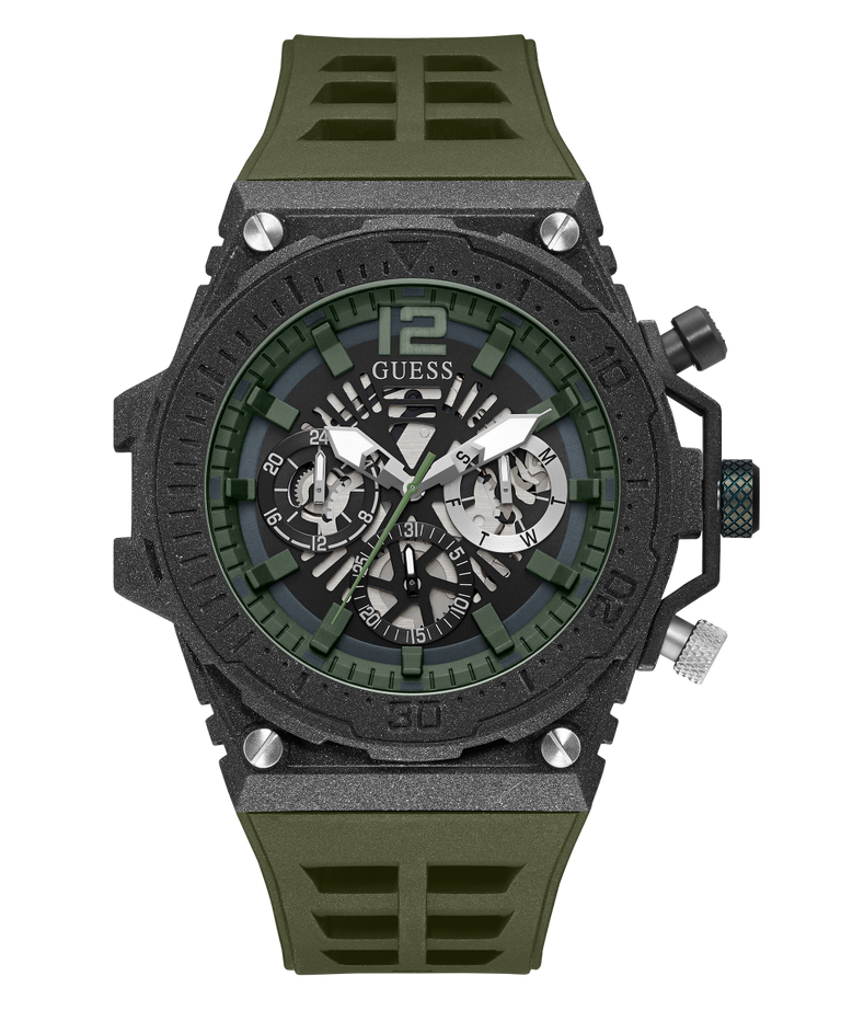 GW0325G2 GUESS Mens 48mm Green & Black Multi-function Sport Watch primary image