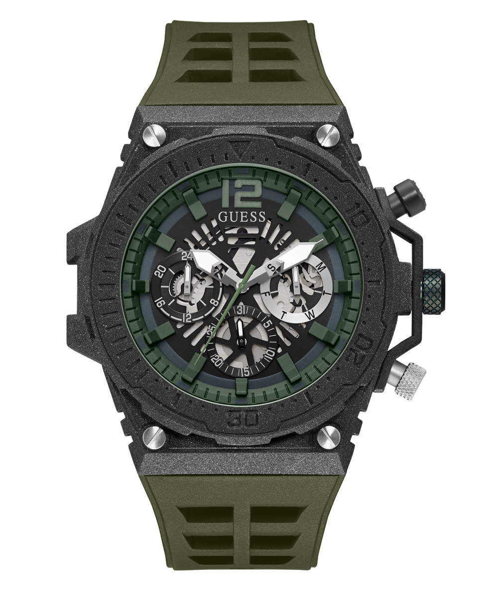GW0325G2 GUESS Mens 48mm Green & Black Multi-function Sport Watch primary image
