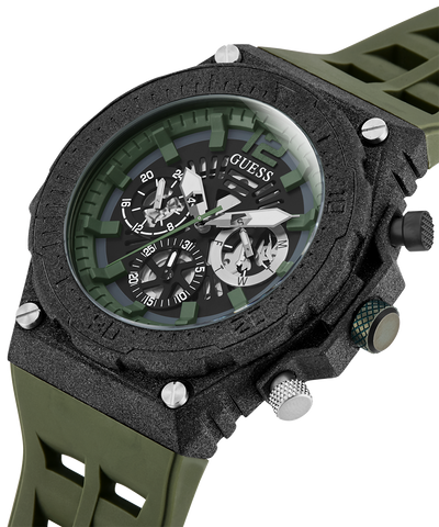 GW0325G2 GUESS Mens 48mm Green & Black Multi-function Sport Watch caseback (with attachment) image lifestyle