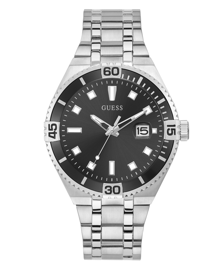 GW0330G1 GUESS Mens 45mm Silver-Tone Date Sport Watch primary image