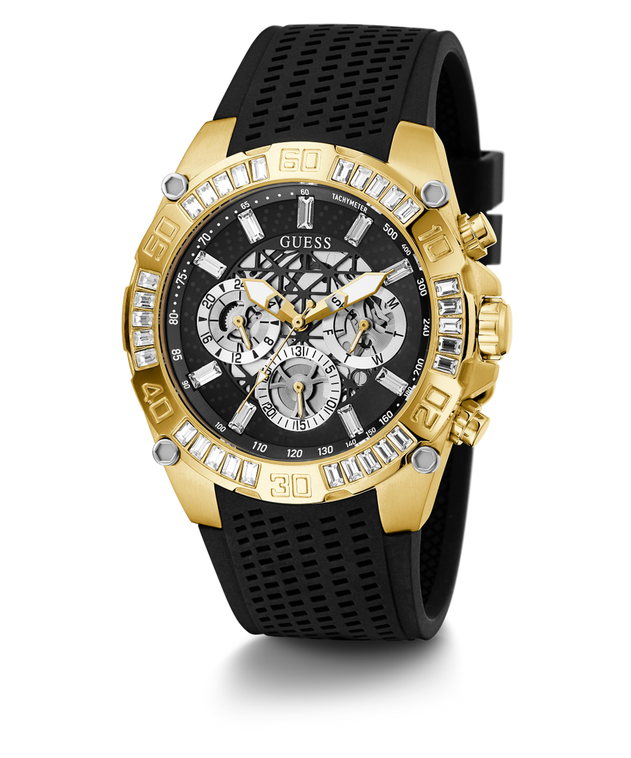 GW0333G2 GUESS Mens 46mm Black & Gold-Tone Multi-function Sport Watch alternate image