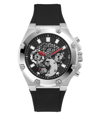 GW0334G1 GUESS Mens 46mm Black & Silver-Tone Multi-function Sport Watch primary image