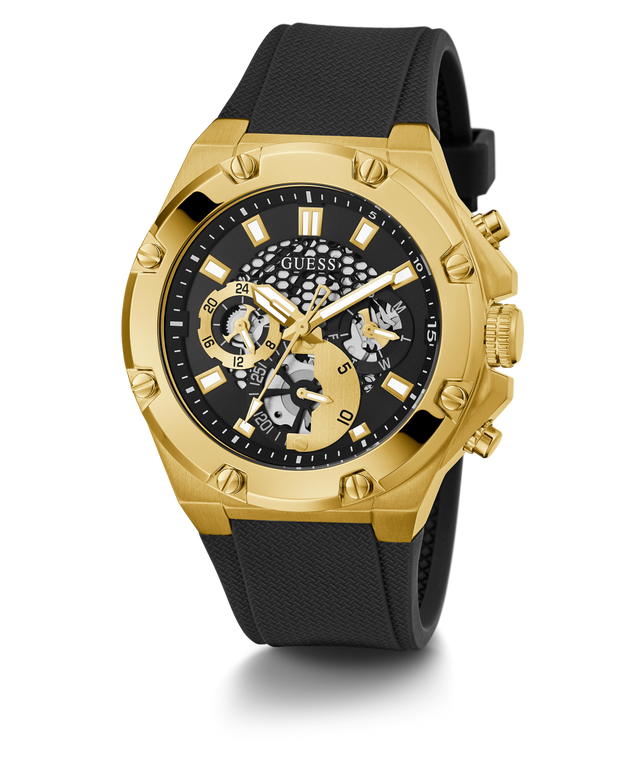 GW0334G2 GUESS Mens 46mm Black & Gold-Tone Multi-function Sport Watch alternate image