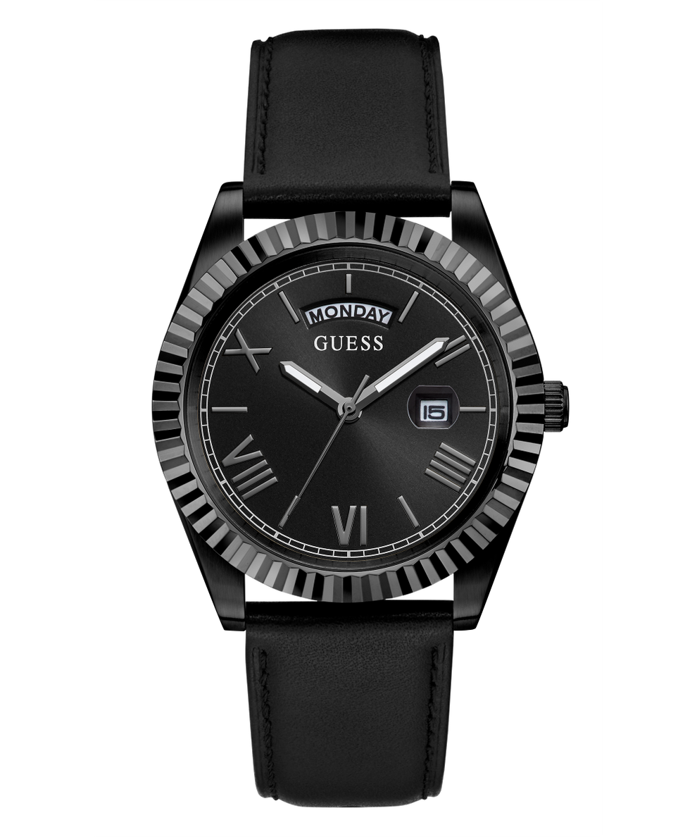 Guess watch women's sales black leather strap g76030l